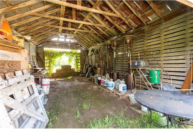 misc room with lofted ceiling