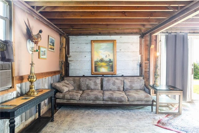 living room with concrete flooring