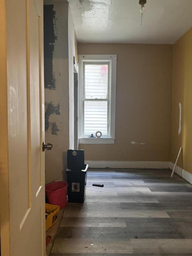 spare room featuring wood-type flooring