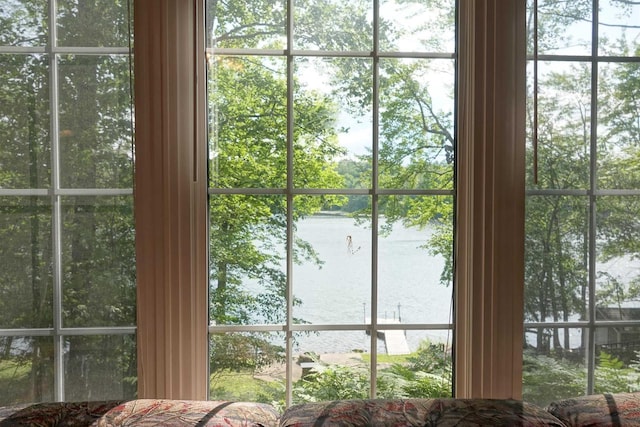 doorway featuring a water view