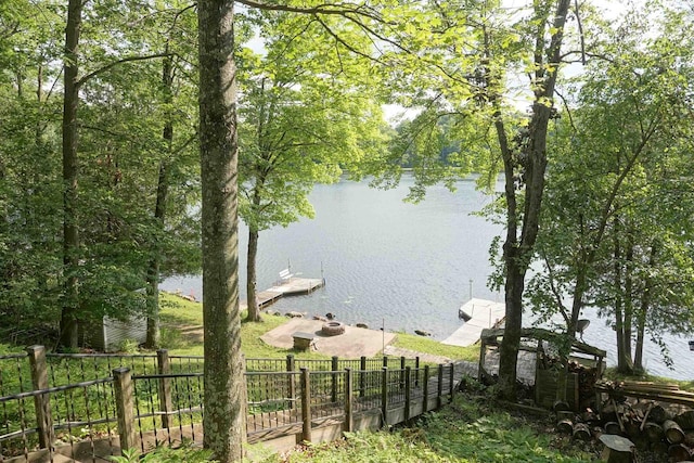 water view with a boat dock