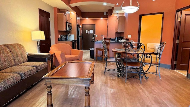 living room featuring light hardwood / wood-style flooring