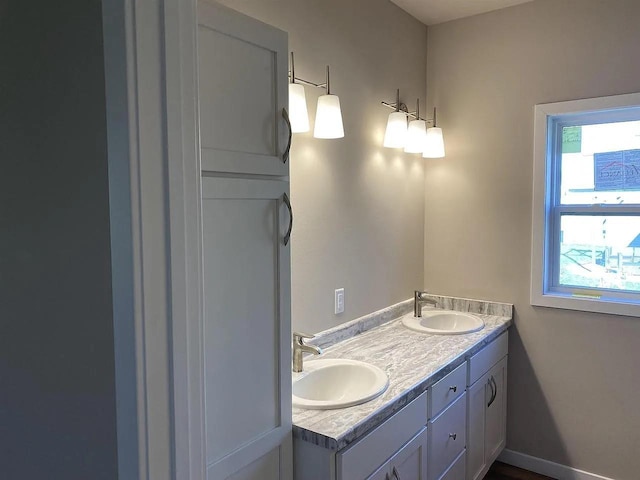 bathroom with plenty of natural light and vanity