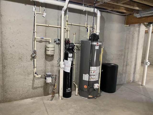 utility room with water heater