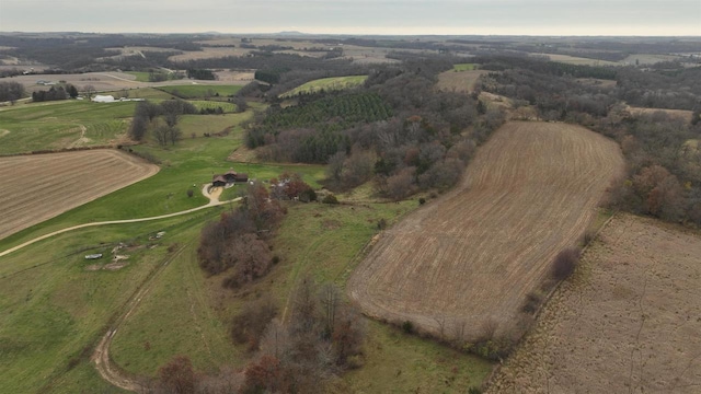 aerial view featuring a rural view