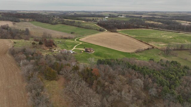 aerial view featuring a rural view