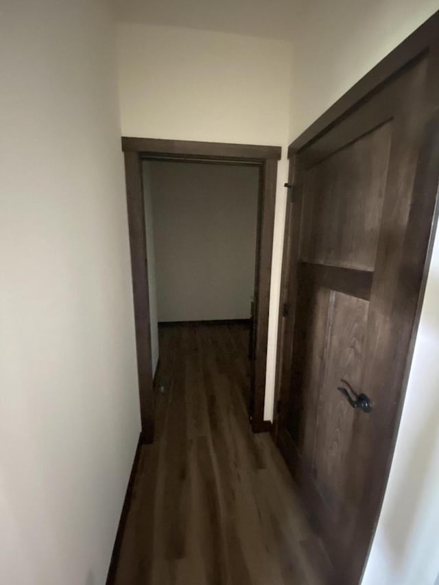 corridor with dark wood-type flooring