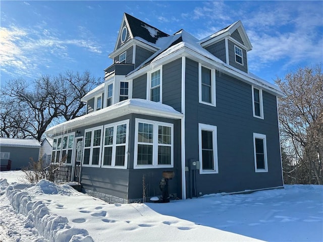 view of snow covered exterior