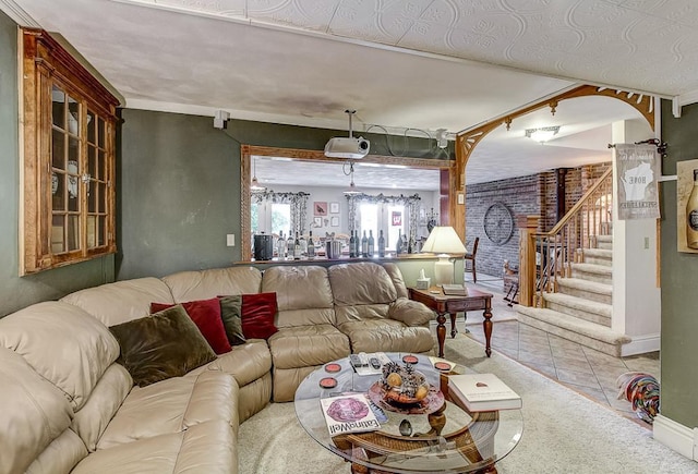 view of tiled living room