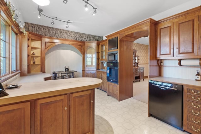 kitchen with black appliances