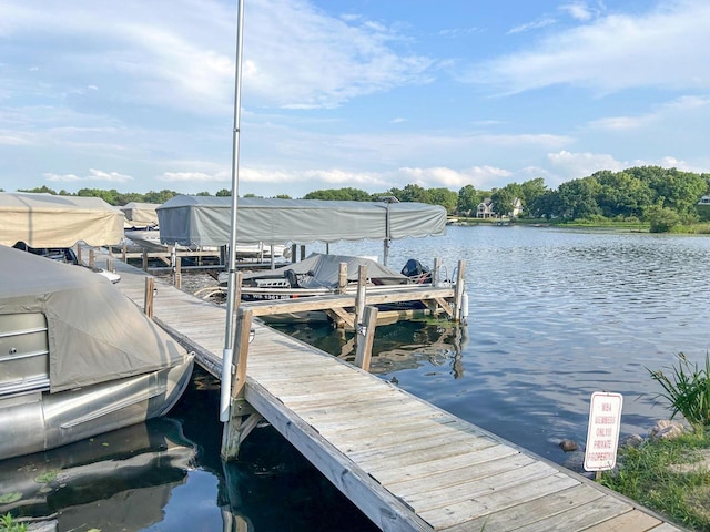 view of dock featuring a water view