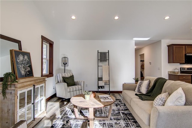 living room with hardwood / wood-style floors