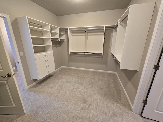 spacious closet with light colored carpet