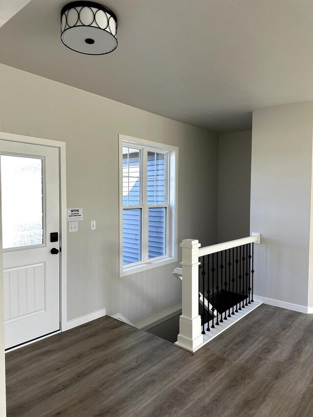 foyer entrance with dark wood-type flooring