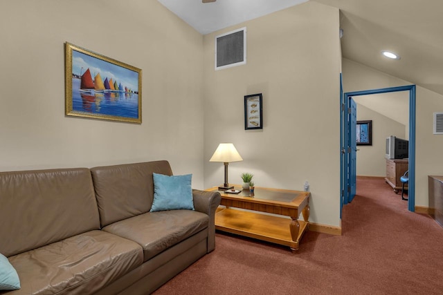 650 S Pier Dr Unit 2, Sheboygan, WI 53081 - living room featuring vaulted ceiling and carpet flooring