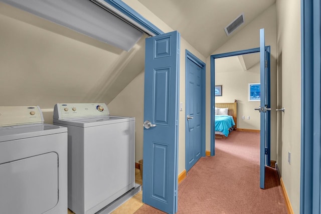 650 S Pier Dr Unit 2, Sheboygan, WI 53081 - laundry area featuring light carpet and washer and clothes dryer