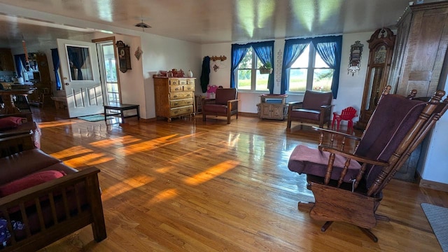 sitting room with hardwood / wood-style floors