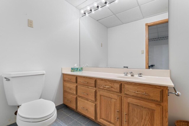 bathroom featuring vanity and a shower with shower door