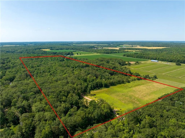 aerial view featuring a rural view