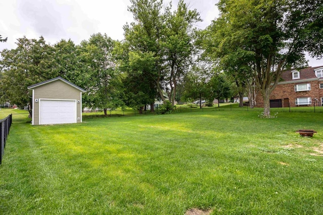 view of yard featuring a garage