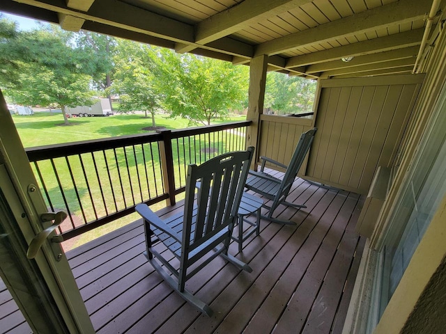 deck with a yard