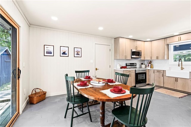 23855 Garden Lake Rd, Cable, WI 54821 - dining space with tile patterned flooring, baseboards, and recessed lighting