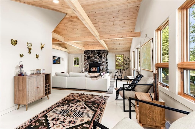 23855 Garden Lake Rd, Cable, WI 54821 - living area with wooden ceiling