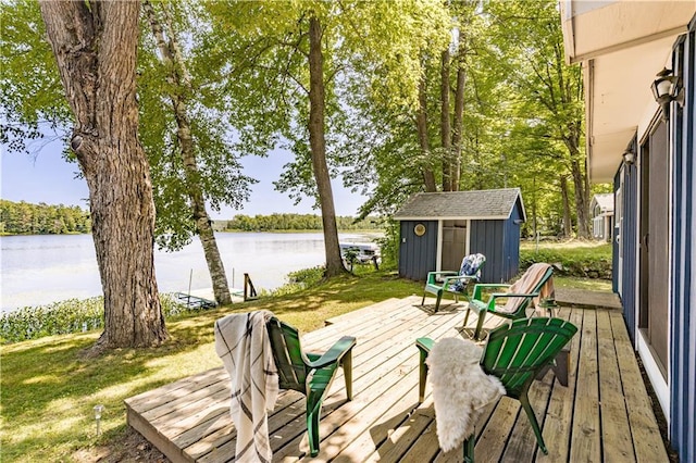 23855 Garden Lake Rd, Cable, WI 54821 - wooden terrace with a water view