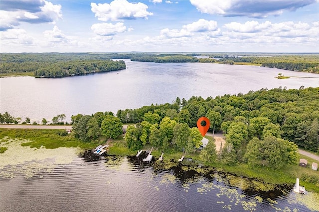 23855 Garden Lake Rd, Cable, WI 54821 - aerial overview of property's location featuring a nearby body of water and a heavily wooded area