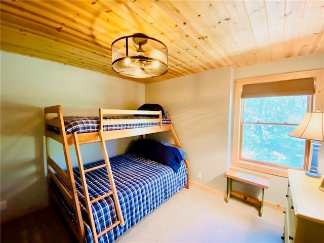 bedroom with wood ceiling