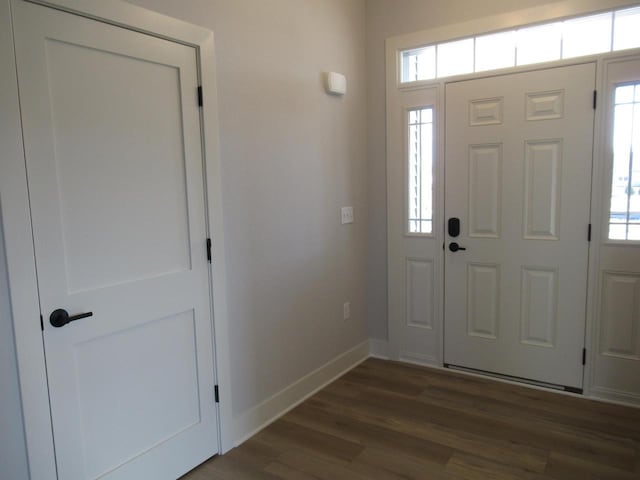 1790 Arbor Vista Pl, West Bend, WI 53095 - entryway with dark wood-type flooring, healthy amount of natural light, and baseboards