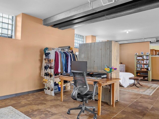 834 N Water St, Sheboygan, WI 53081 - office area with beamed ceiling and a healthy amount of sunlight