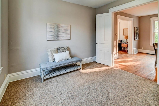 living area featuring wood-type flooring