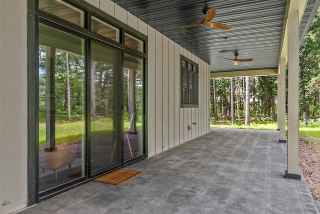 view of patio with ceiling fan