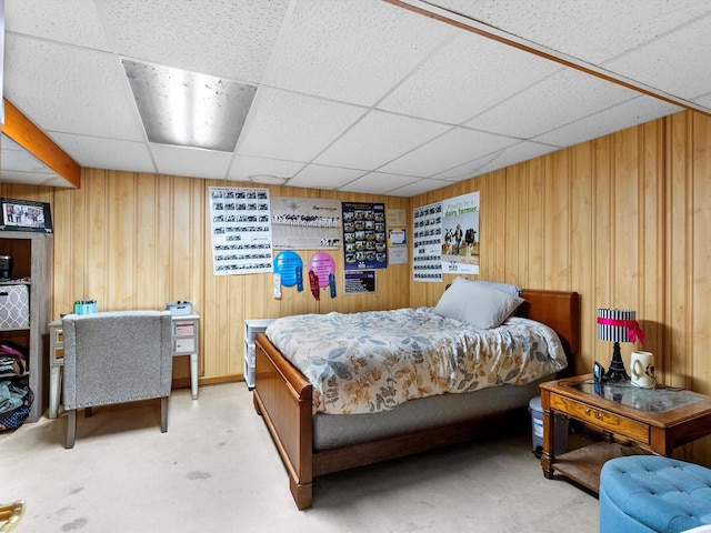 W7031 Hickory Ln, Elkhart Lake, WI 53020 - bedroom featuring a paneled ceiling and wood walls