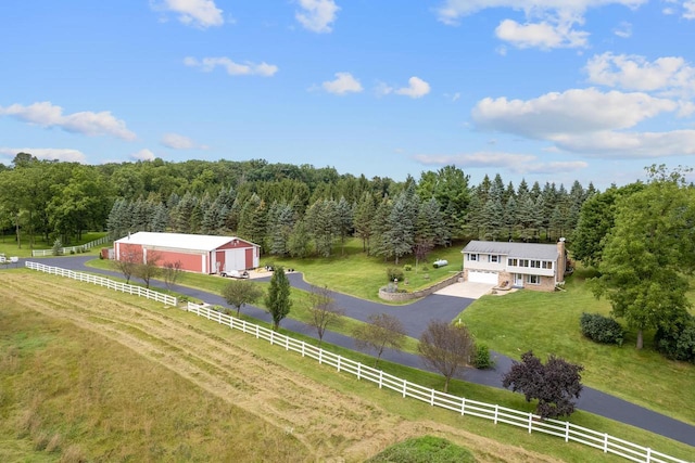 drone / aerial view with a rural view