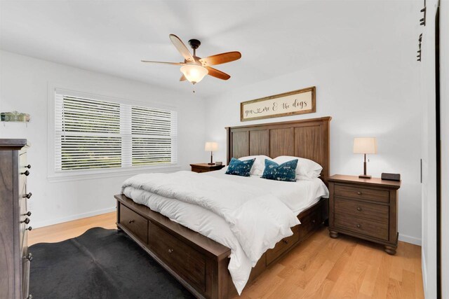 W12203 State Road 23, Ripon, WI 54971 - bedroom with light hardwood / wood-style flooring and ceiling fan