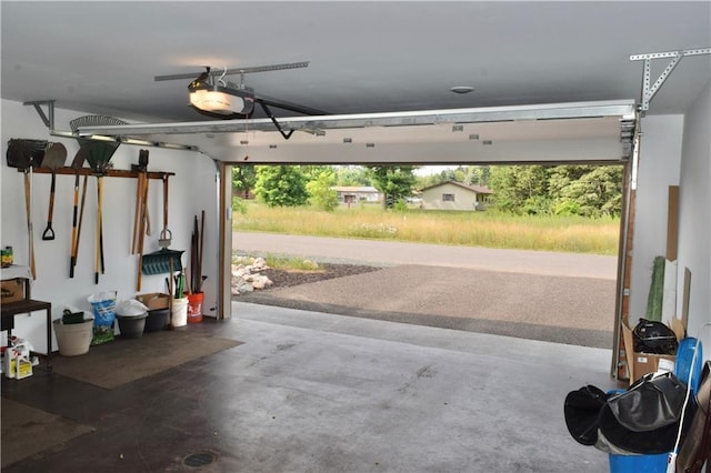 garage with a garage door opener