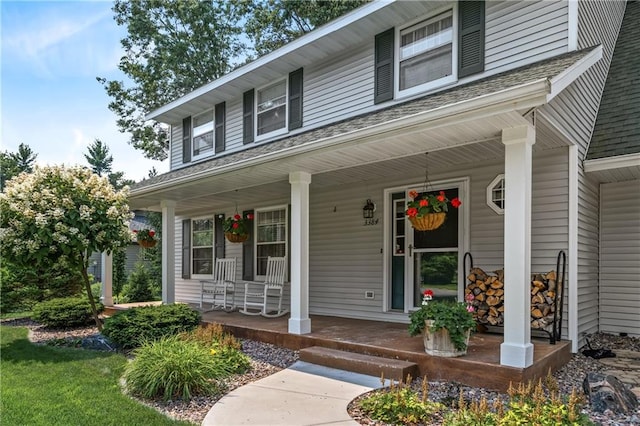 view of front facade featuring covered porch