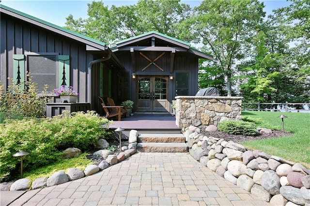 exterior space featuring french doors