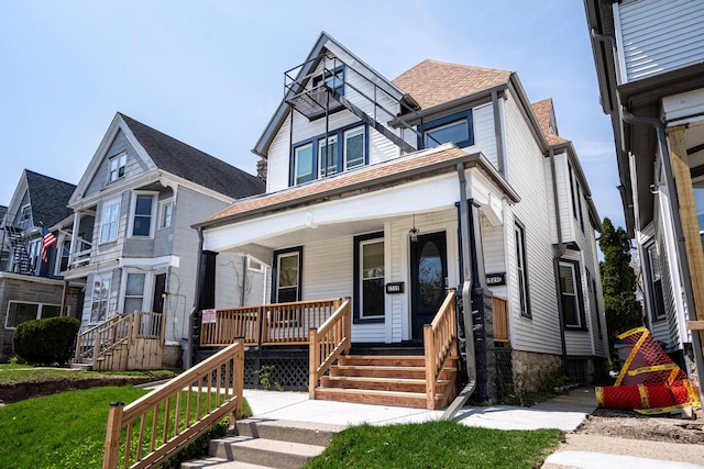 view of front of home featuring covered porch