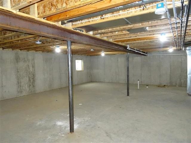 view of unfinished basement