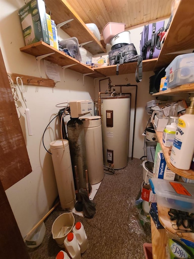 utility room with water heater