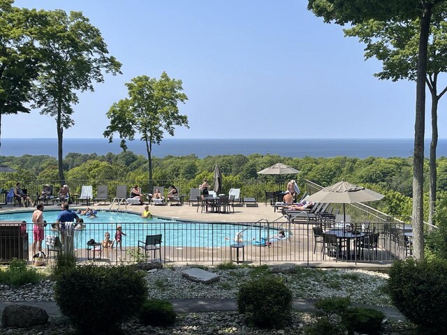 view of swimming pool featuring a patio