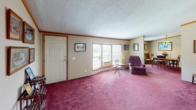 20649 Julia Rd, Clifton, WI 54618 - sitting room featuring crown molding, carpet floors, and a textured ceiling