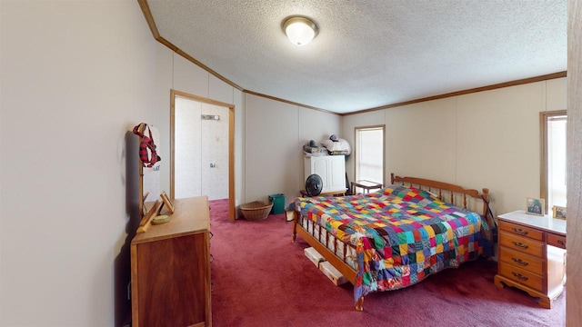 20649 Julia Rd, Clifton, WI 54618 - carpeted bedroom with ornamental molding and a textured ceiling