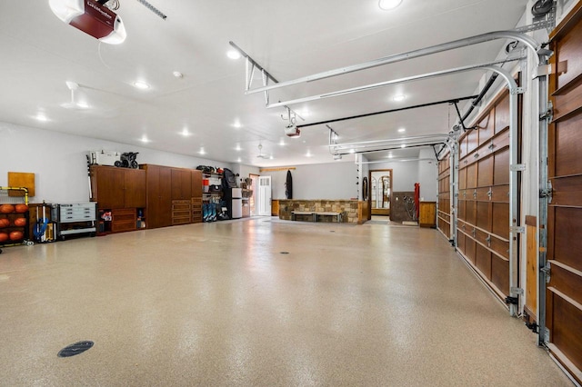 garage with a garage door opener