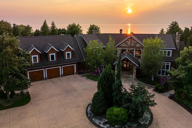 view of front of home with a garage