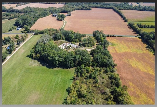 drone / aerial view with a rural view