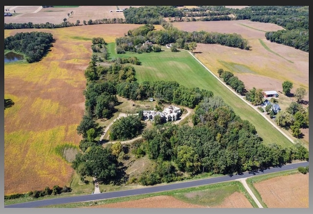 drone / aerial view with a rural view